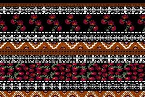 nahtlos Muster mit Blumen- Rand ethnisch Vektor Blumen- Illustration im asiatisch textil.ethnisch Grenzen