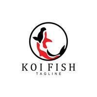 Koi-Fisch-Logo-Design, chinesischer Glücks- und Triumph-Zierfischvektor, Firmenmarke Goldfisch-Symbol vektor