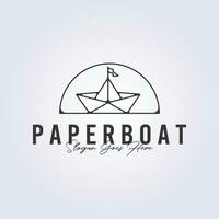 Papier Boot Linie Kunst Vektor Logo Illustration Design