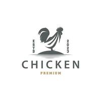 Hähnchen Logo, zum braten Hähnchen Restaurant, Bauernhof Vektor, einfach minimalistisch Design zum Restaurant Essen Geschäft vektor