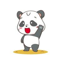 süß Panda winken Hand Karikatur Charakter. kawaii bezaubernd Tier Konzept Design. isoliert Weiß Hintergrund. Vektor Kunst Illustration