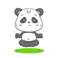 süß Panda Yoga Meditation Karikatur Charakter. kawaii bezaubernd Tier Konzept Design. isoliert Weiß Hintergrund. Vektor Kunst Illustration