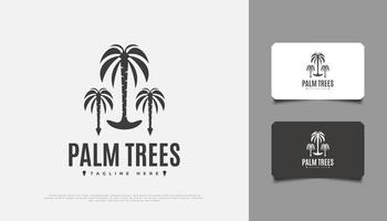 tre palmer logo design, lämplig för semesterort, resor eller turistindustrin vektor