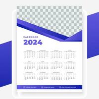 vektor modern stil ny år 2024 kalender mall