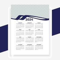 Vektor modern Stil Neu Jahr 2024 Kalender Vorlage