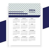 Vektor modern Stil Neu Jahr 2024 Kalender Vorlage