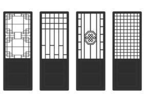 traditionelles koreanisches ornamentrahmenmuster. Set aus antiken Dekorationskunst für Türen und Fenster. silhouette vektor illustration.laser geschnittene platte.