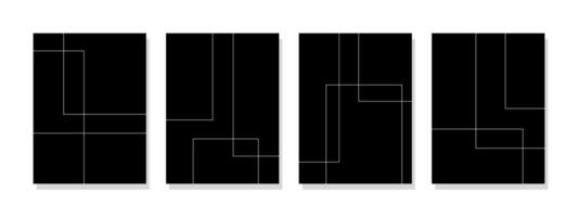 minimalistisch Mauer Kunst mit Weiß Platz Gliederung Formen auf ein dunkel Hintergrund. modern schwarz und Weiß geometrisch druckbar zum das Leben Zimmer. vektor