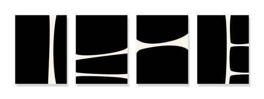 schwarz und Weiß geometrisch Mauer Kunst auf Leinwand, perfekt zum Leben Zimmer Dekoration. vektor