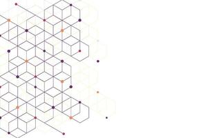 abstrakter geometrischer Kastenmusterpunktlinienverbindungshintergrund. moderne Technologie mit quadratischem Netz. geometrisch auf weißem Hintergrund mit Linien. Würfelzelle. Vektorillustration vektor