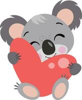 söt koala Sammanträde innehav en stor hjärta vektor
