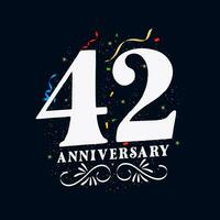 42 årsdag lyxig gyllene Färg 42 år årsdag firande logotyp design mall vektor