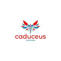 caduceus vinge logotyp design vektor