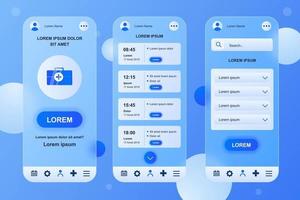 Glasmorphe Elemente für medizinische Dienste für mobile App vektor