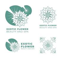 Lotus Blumen- Logo Design zum Boutique, Schönheit, Spa Salon, Silhouette von weiblich Emblem. anders Varianten von das Logo. Jahrgang Kunst Jugendstil Stil. Vektor eben Illustration