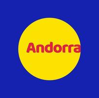Andorra Land Name Typografie im ein National Flagge Farbe. vektor