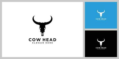 ko huvud skalle logotyp design rustik illustration horn årgång bruka boskap ikon symbol vektor