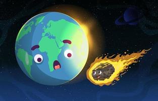 Meteor in Flammen auf der Erde vektor