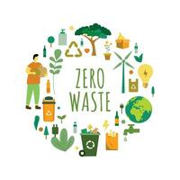 Vektor Illustration von nachhaltig Praktiken Methoden Ausübungen mit das Konzept von Null Abfall, Recycling und umweltfreundlich