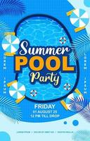 blaues Sommer-Pool-Party-Poster vektor