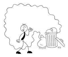 stickman affärsman karaktär äcklad av lukten av skräp vektor tecknad illustration