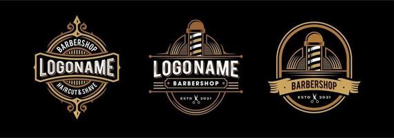 Barbershop-Logo im Vintage- und Hipster-viktorianischen dekorativen Stil. Sammlung von Retro-Klassiker-Barbier-Logovektor vektor