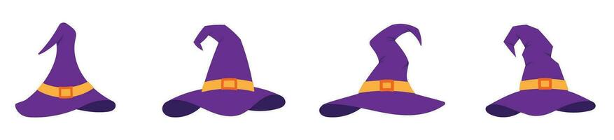 süß lila Hexe Hut Halloween isoliert Karikatur Symbol Hexer Hut vektor