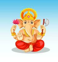 herre ganesha Sammanträde, isolerat över bakgrund. fira ganesh chaturthi festival vektor