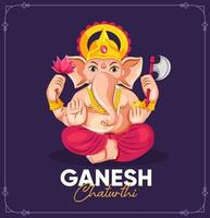 Lycklig ganesh chaturthi religiös festival av Indien hälsning kort design vektor