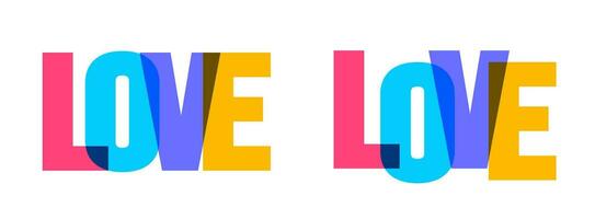 Liebe bunt Beschriftung Text Schriftart Typografie Vektor Banner Design Vorlage. bunt Botschaft und bunt groß Briefe.