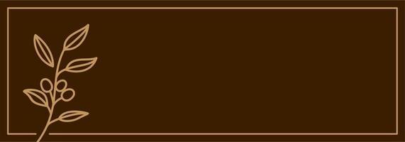 Vintage-Coffee-Shop-Banner-Vorlage mit Vektor-Kaffeebohnen, die im Kunststil zeichnen. isolierte Kaffee-Zweig-Illustration auf braunem Hintergrund. Panorama-Banner zum Rösten von Kaffee. Bio-Koffein. vektor