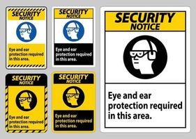 Sicherheitshinweis Zeichen Augen- und Gehörschutz in diesem Bereich erforderlich vektor