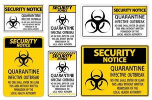 Sicherheitshinweis Quarantäne Zeichen für infektiösen Ausbruch isoliert auf transparentem Hintergrund, Vektorgrafiken vektor