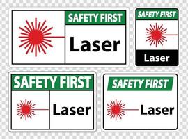 Sicherheit zuerst Lasersymbol Zeichen Symbol Zeichen auf transparentem Hintergrund isolieren, Vektor-Illustration vektor