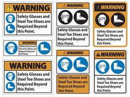 Warnschutzbrille und Stahlkappenschuhe sind darüber hinaus erforderlich vektor