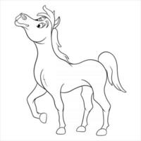 Tierfigur lustiges Pferd im Linienstil Malbuch vektor