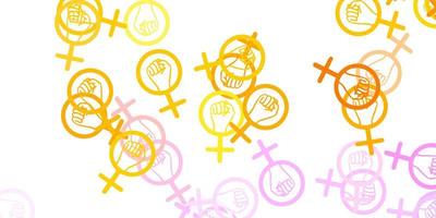 ljusrosa, gul vektorbakgrund med kvinnasymboler. vektor