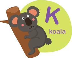 illustration isolerade alfabetet bokstaven k-koala vektorillustration vektor