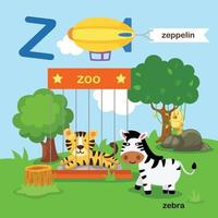 Abbildung isoliert Alphabet Buchstaben z-zoo,zeppelin,zebra.vector vektor