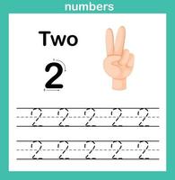 Hand count.finger und Zahl, Zahlenübungsillustrationsvektor vektor
