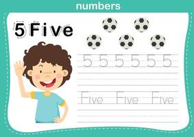 Verbindungspunkt und druckbare Zahlenübung für Vorschul- und Kindergartenkinder Illustration, Vektor