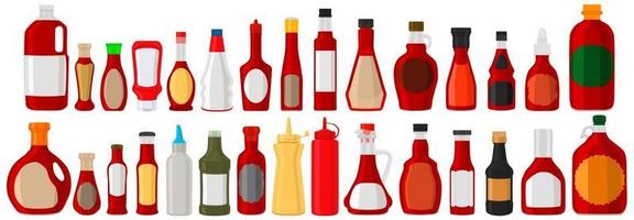 Illustration zum Thema großes Kit verschiedene Glasflaschen gefüllt mit flüssigem Rotweinessig vektor