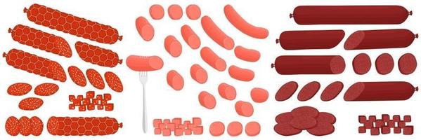 Illustration zum Thema großes Set verschiedene Arten von Feinkost-Fleischwürsten vektor