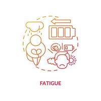 Symbol für Ermüdungskonzept. Müdigkeitsgefühl. Probleme des menschlichen Körpers nach der Behandlung von Krankheiten. Diabetes gibt abstrakte Idee dünne Linie Illustration aus. Vektor isolierte Umriss-Farbzeichnung