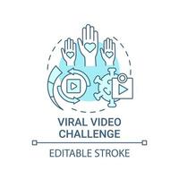 viral video utmaning koncept ikon. fundraising överklagande abstrakt idé tunn linje illustration. väcka viral uppmärksamhet. uppmuntrande donationer. vektor isolerad kontur färg ritning. redigerbar stroke