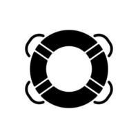 ringboj svart glyph-ikon. flytväst. rund flytanordning. assisterande nybörjare simmare. SIM ring. livräddningsutrustning. silhuett symbol på vitt utrymme. vektor isolerad illustration