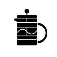 fransk tryck svart glyph-ikon. köksredskap för att laga kaffe och te. hushållspanna för att brygga drycker. barista tillbehör. silhuett symbol på vitt utrymme. vektor isolerad illustration