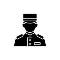 kryssningsfartyg bellboy svart glyph-ikon. hjälpa besökare med bagage. tillhandahålla tjänster för passagerare. tillhandahålla information för gästerna. silhuett symbol på vitt utrymme. vektor isolerad illustration