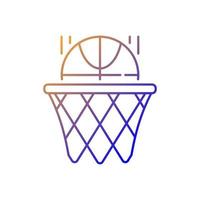 Basketball-Gradienten-linearer Vektor-Symbol. Mannschaftssport für Bewegung. Tor mit schießendem Ball im Reifen schießen. dünne Linie Farbsymbole. Piktogramm im modernen Stil. Vektor isolierte Umrisszeichnung