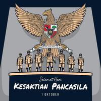 hälsning kesaktian pancasila dag 1 oktober illustration vektor